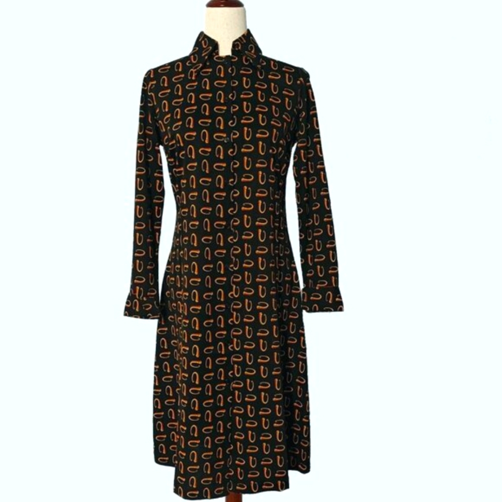 J Peterman Relaxed Fit Horseshoe Print Shirtdress, Size Small, NEW